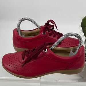 Ara Women's Leather Lace Up High Soft Comfort‎ Sneaker Shoes Red Size 6.5